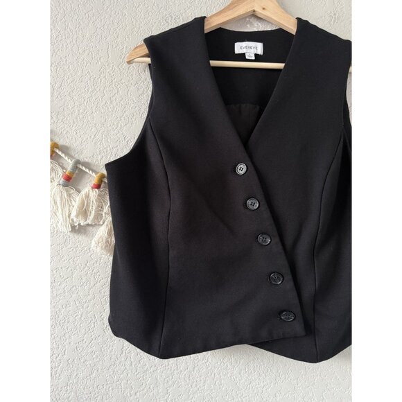 Evereve Cora Asymmetrical Black Sleeveless Vest Minimalist Academia Preppy L - Picture 7 of 7